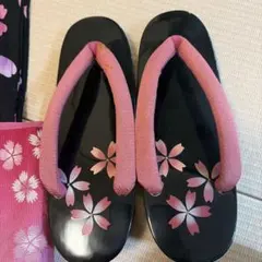 桜模様の浴衣帯下駄3点セット
