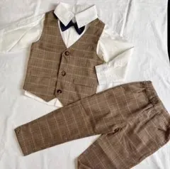 フォーマルセット 110cm ブラウン系チェック