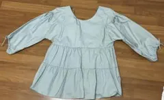 ZARA ミントグリーン ティアードブラウス 7部丈