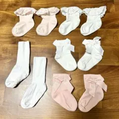 H&M ベビー靴下　5足セット　ピンク　ホワイト　リボン
