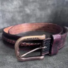 【希少・イタリア製】DIESEL ディーゼル レザーベルト 本革 編み込み 90