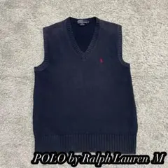 【Polo by Ralph Lauren】ベスト　ポニー　刺繍　ネイビー　M