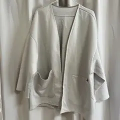 NICE CLAUP ノーカラージャケット カーディガン ベージュ