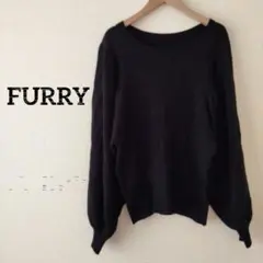 ✨１点限り✨ FURRY リブ編み ブラック 長袖 ニット セーター トップス