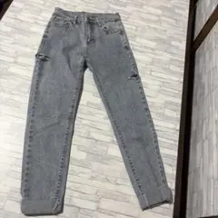 ANAPグレー ダメージ加工 スキニーデニム　レディース