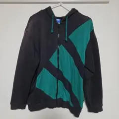 adidas パーカー 黒/緑 メッシュ