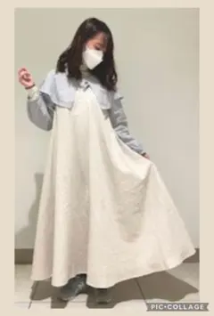 Samansa Mos2 Aライン ジャンパースカート ベージュ