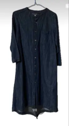 パラスパレス　ワンピース　ロング　総柄　デニム　インディゴ　ネイビー　花柄　M パラスパレス ワンピース ロング 総柄 デニム インディゴ ネイビー 花