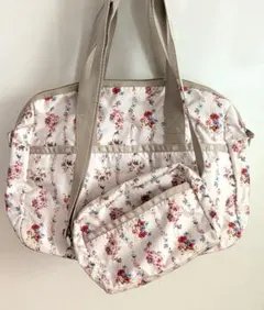 レスポートサック花柄白地 ボストンバッグ　ミニショルダー　セット売り