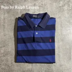 ポロラルフローレン ボーダーポロシャツ ネイビー ブルー XLビッグサイズ半袖