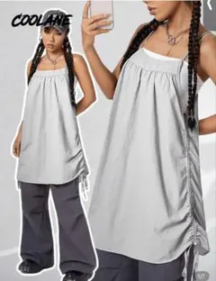 [SHEIN]<新品>グレー ノースリーブ チュニック Mサイズ