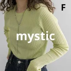 n891【mystic】シャイニークルーリブニット ライムグリーンのサムネイル
