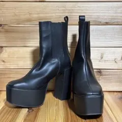 美品　GYDA ブラック サイドゴアブーツ プラットフォームヒール L
