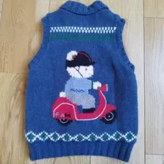 ファミリア　ニット　ベスト　110 キッズ　男の子　バイク　くま