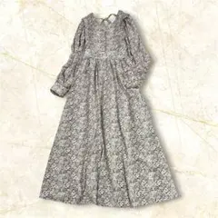 美品 Ray cassin レイカズン ロング ワンピース 花柄 フリー 白 茶