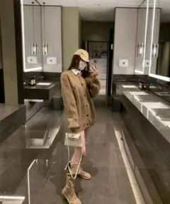 P RADA リブ編みカーディガン ベージュ