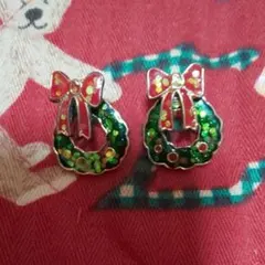 クリスマスリースピアス☆