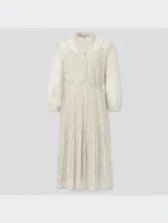 ユニクロJoy of Printシフォンプリーツワンピース（7分袖）