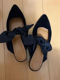 OHGA リボン付きポインテッドトゥミュール Lサイズ