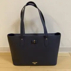 サマンサベガ　SamanthaVegaリボン付きネイビー トートバッグ　A4
