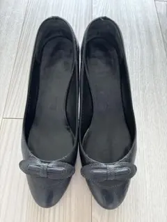 Sale【美品】フェラガモ リボン付き ヒールパンプス 黒　24cm