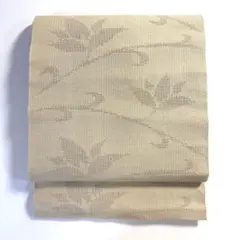 5k2412 名古屋帯　夏帯　夏物　ベージュ　花柄　和装　着物