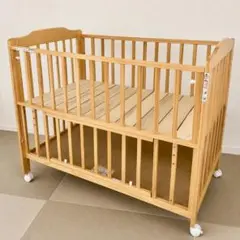 【美品】 KATOJI ハイシートベビーベッド ナチュラル キャスター付きのサムネイル