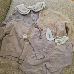 薄紫色フリース襟付きトップス