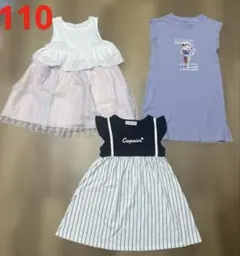 110センチ半袖ワンピース女の子フリル重ね着風レースまとめ売り
