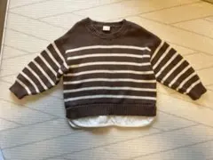 プティマイン　ボーダーニットトップス　Sサイズ(80-90cm)