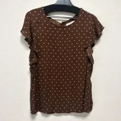 Discoat ドット柄ブラウス フレンチスリーブ フリル