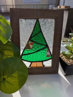 クリスマスツリー ステンドグラスパネル