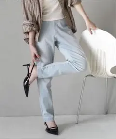イーザッカマニア　エアパンツテーパードパンツ ストレッチ デニムズボンブリーチLのサムネイル