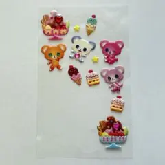 ぷっくりシール　平成レトロ　アイスクリーム　クマ　キャラクターシール　当時物