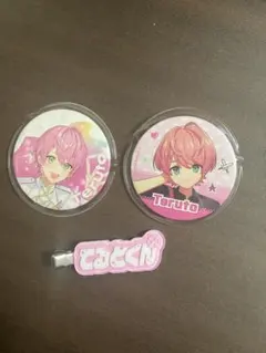 騎士X てるとくん　缶バッジ2個　ヘアクリップ　セット