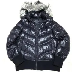 オールドユニクロ　プレミアムダウンジャケット ファー フード 黒 S