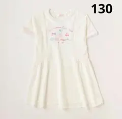 《新品タグ付き》メゾピアノ　レインボー刺しゅうワイドワンピース　130