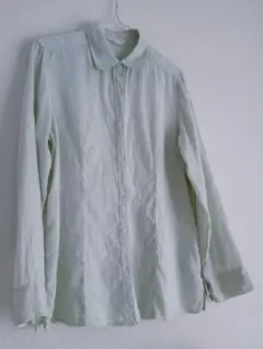 【リネン】ミントグリーン　麻長袖シャツ