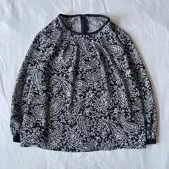 未使用級❤️Leilian 総柄シフォンブラウス フレアスリーブ パイピング 