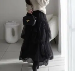 ボリュームチュールフレアロングスカート[dk1550]