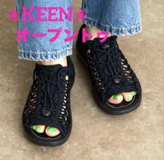 美品✮KEEN✿UNEEK Ⅱ OT オープントゥ　ユニーク　ブラック　24.5