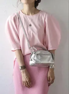 ボンジュールサガン　コクーンスリーブTシャツ　ピンク