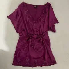 刺繍入りパープルチュニック ブラウスのサムネイル