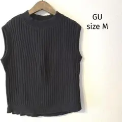 GUレディースハイネックノースリーブコットンニット