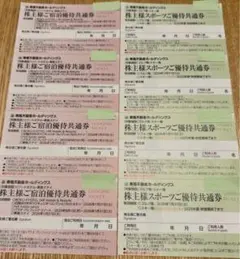 東急不動産ホールディングス株主宿泊優待共通券・スポーツ優待券計8枚セット
