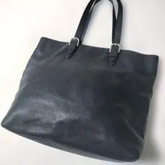 美品✨️ユナイテッドアローズ シボ革 トートバッグ ビジネス PCA4収納 濃紺のサムネイル