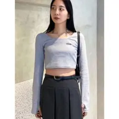 EMODA PLATE CROP TOP グレー