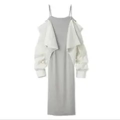 SNIDEL スナイデル　 シャツセットジャガードキャミワンピース グレー