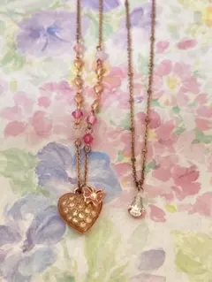 ANNA SUI ハート型とドロップ型のネックレスセット