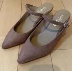 Le Talon キャメル　ポインテッドトゥ ストラップ　ミュール
